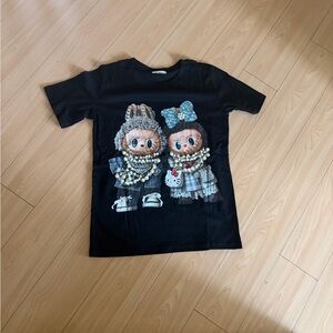 Freestyle Black Short Sleeve Tee with Doll Print